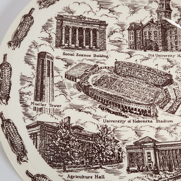 Vintage 1960s University of Nebraska Plate Vernon Kilns USA Cornhusker 10.5" - Picture 5 of 8